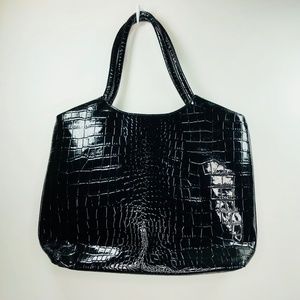 Neiman Marcus Black Shiny Leather Hand Bag